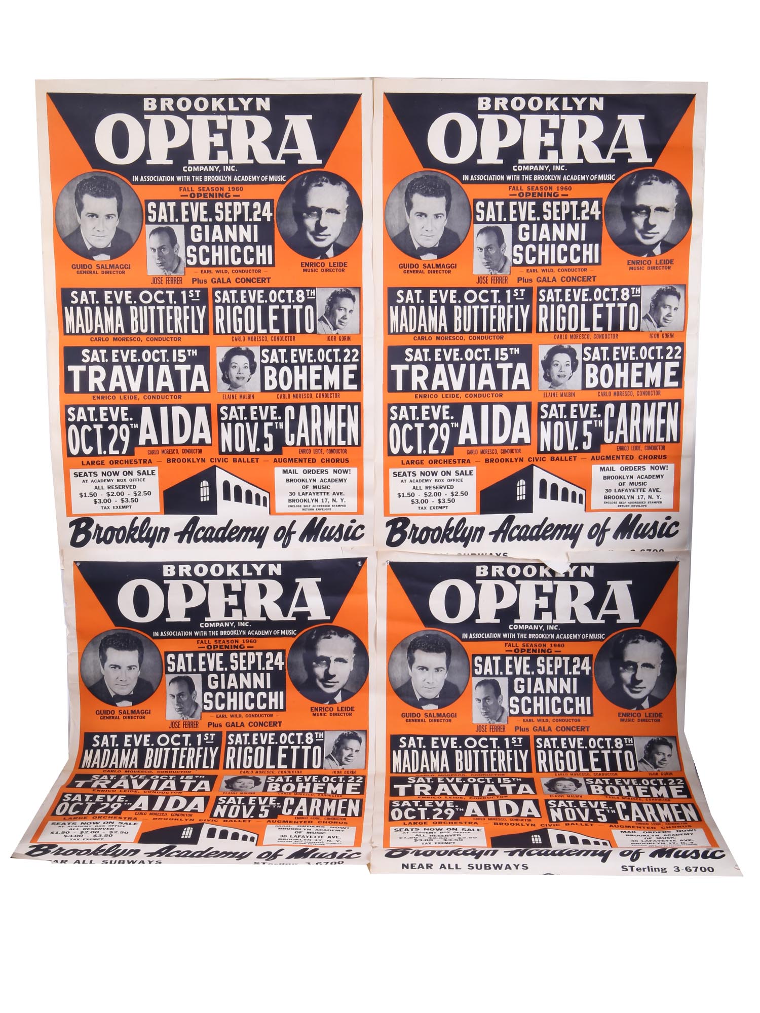 FOUR VINTAGE BROOKLYN OPERA POSTERS PIC-0